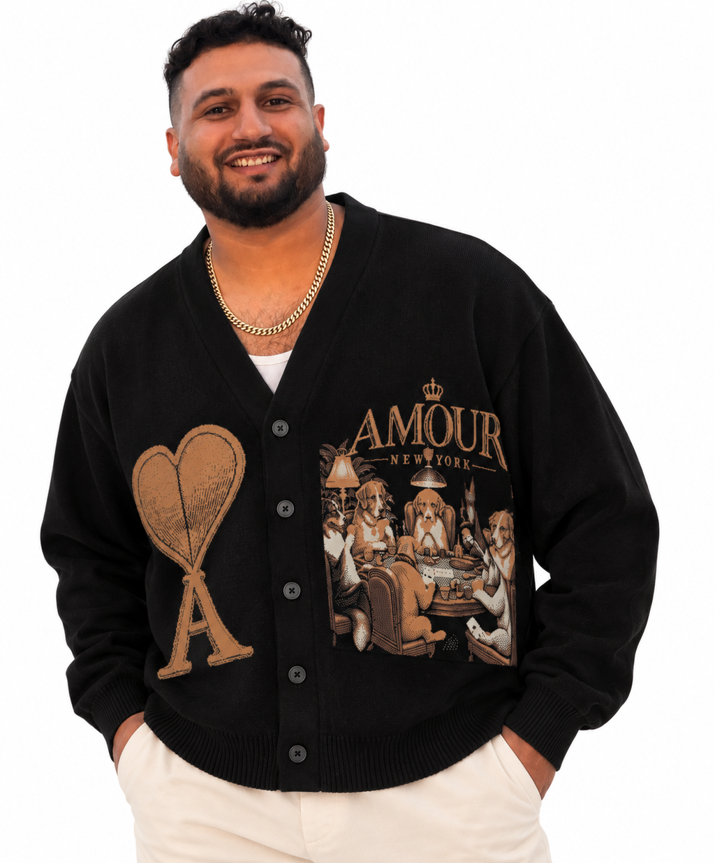 DOGS PLAYING POKER Unisex Plus Size Cardigan